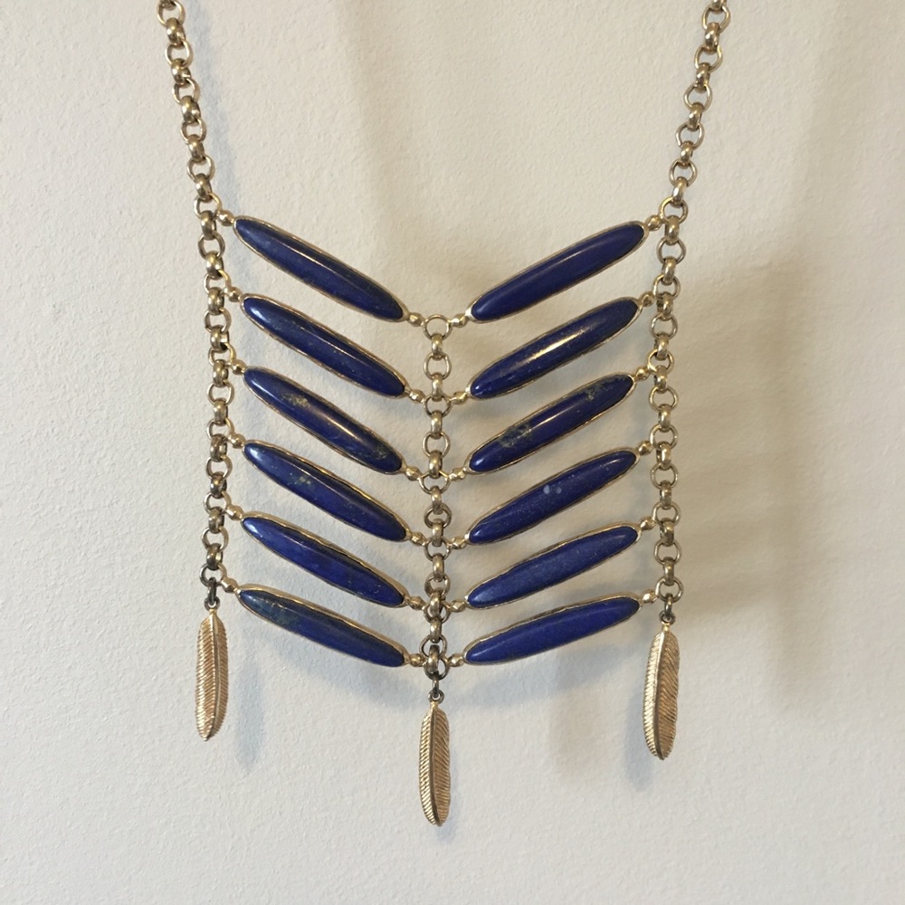 Royal Blue Stoned Chest Plate Necklace